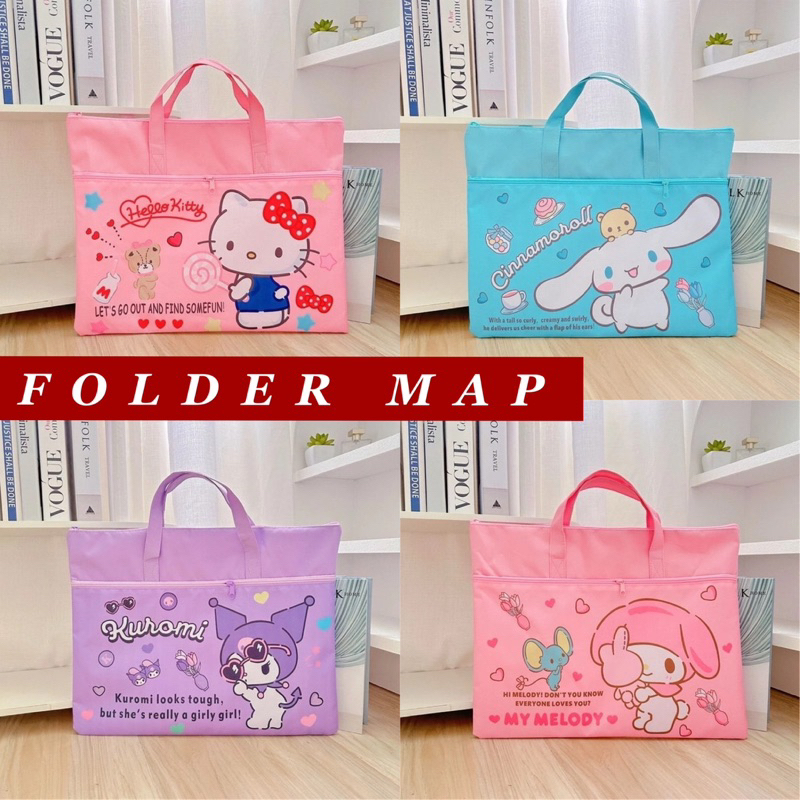 

MAP KAIN TAS FOLDER BUKU LES ANAK SERBAGUNA DOKUMEN LKS KANTONG BESAR KORUMI MY MELODY HELLO KITTY CINNAMOROL