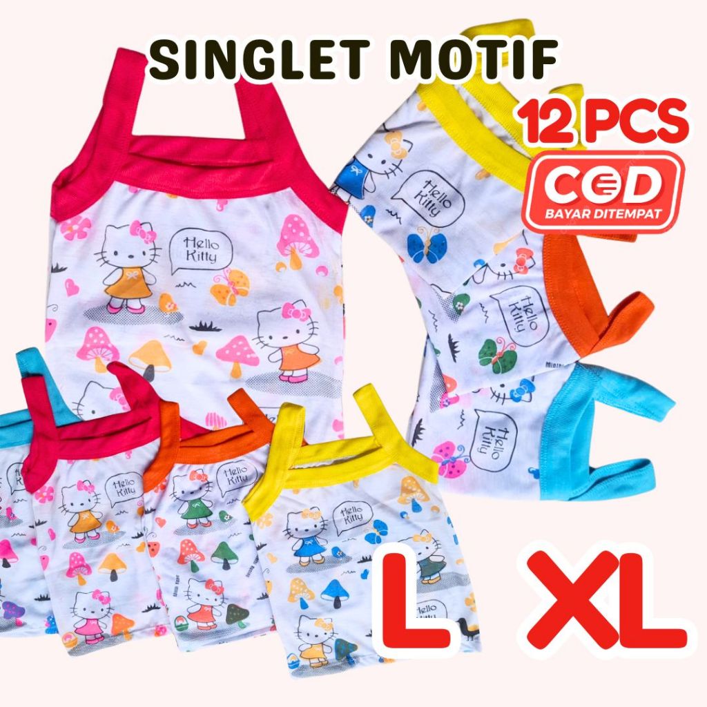 12 PCS Kaos Dalam Anak Perempuan Tanktop Singlet Bayi Balita SD Cewek Hola Keti LUSINAN