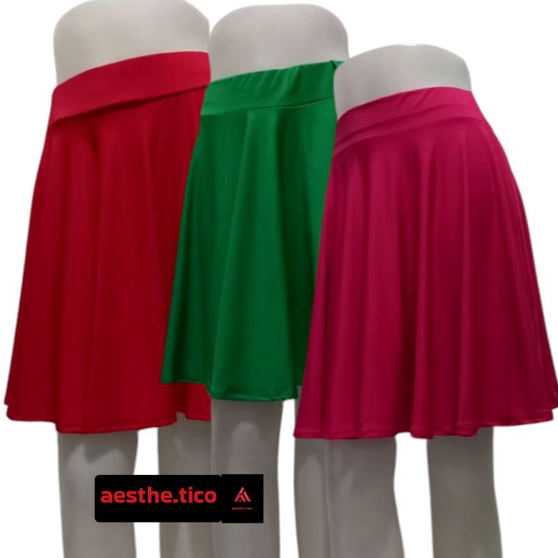 Rok Senam Jumbo Flowy Polos Panjang Rok 47cm Bahan Spandek Balon Zumba Aerobic
