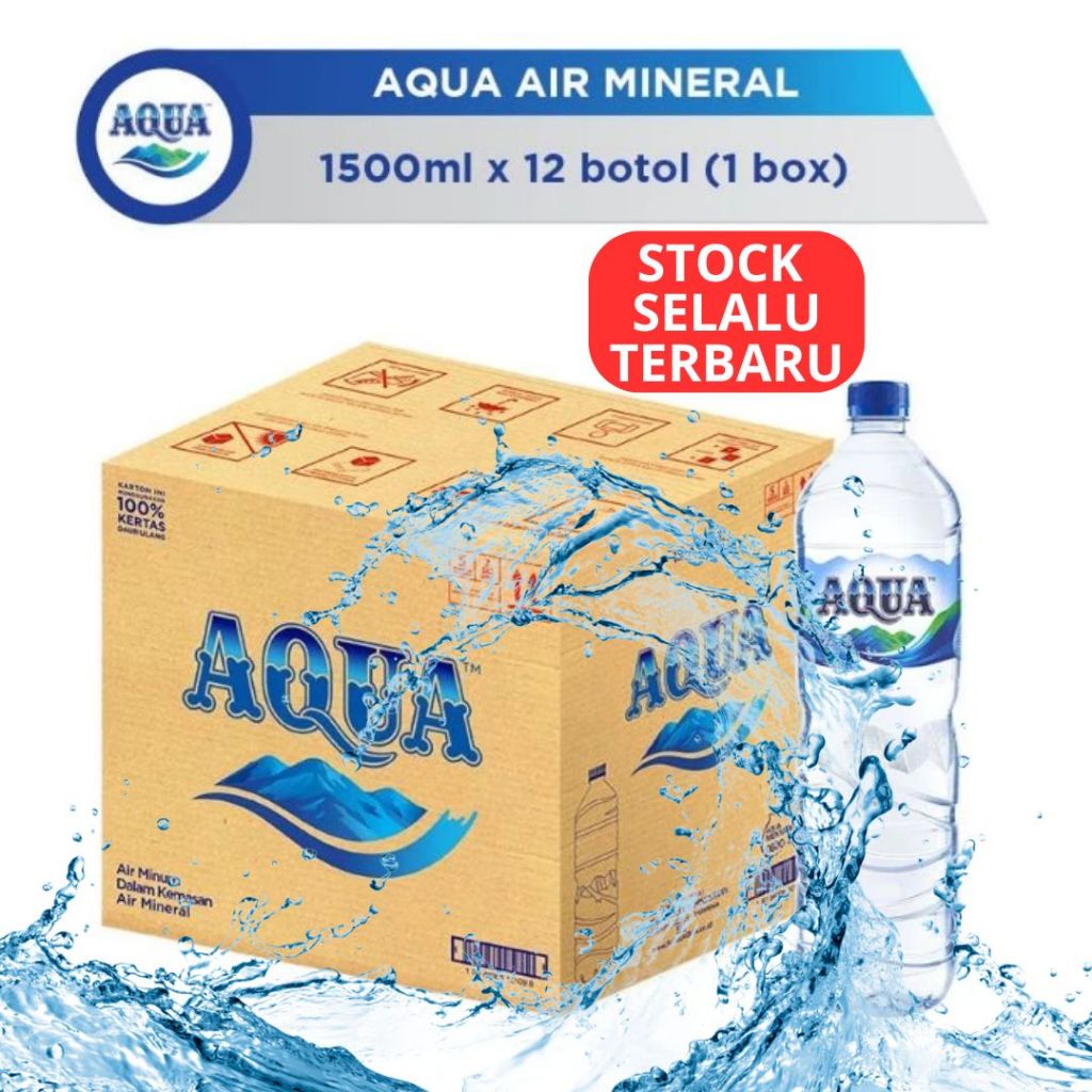 

Air Minerale AQUA Botol 1500ML 1,5Liter / Isi 12 Botol Per DUS PER KARTON