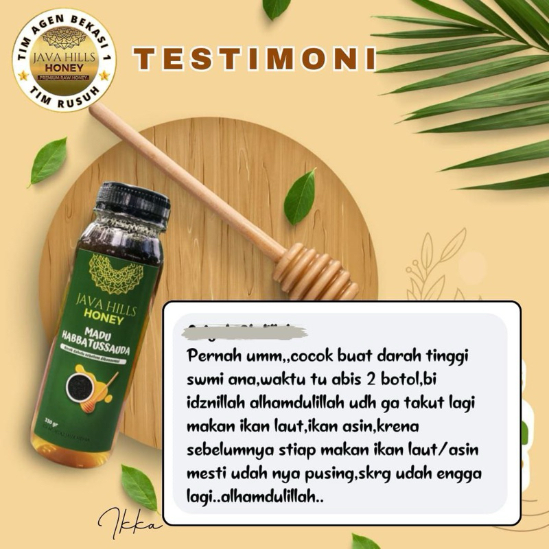 

MADU HABBATUSAUDAH - Javahills Honey 100% | Untuk kesehatan jantung, menurunkan kolesterol, Asam urat, Suplemen harian menjaga kesehatan tubuh