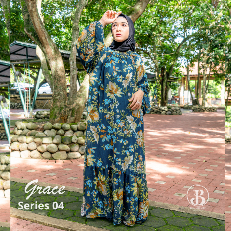 Gamis Ceruty Premium Dress Model Grace 05 Jumbo Baju Muslimah Wanita Dewasa