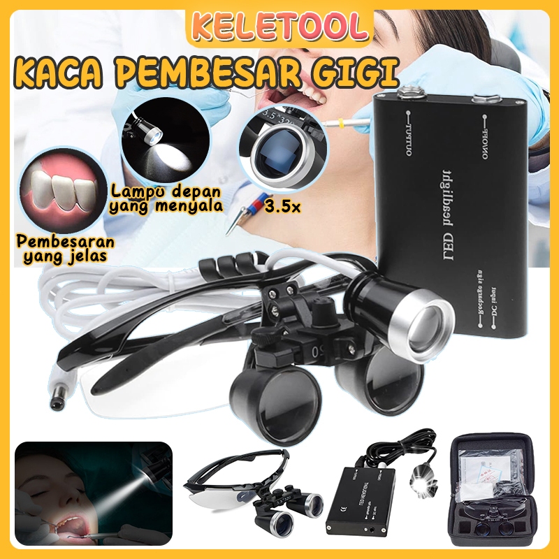 Kaca Pembesar Gigi Binokuler Pembesar Bedah Bedah Bedah dengan Lampu Depan Lampu LED Lampu Pembesar 