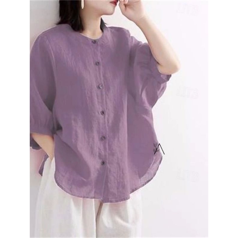 Blouse Wanita Katun Linen Polos Shinta Blouse by Aliya Blouse Jumbo LD 120