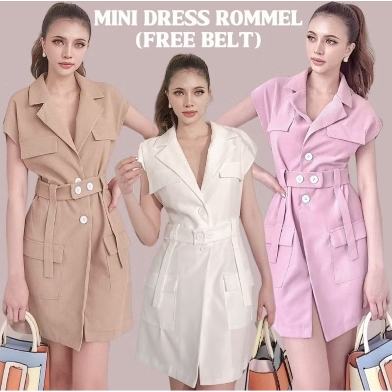 - BANGKOK MEDAN - READY MINI DRESS COAT ROMMEL + FREE BELT