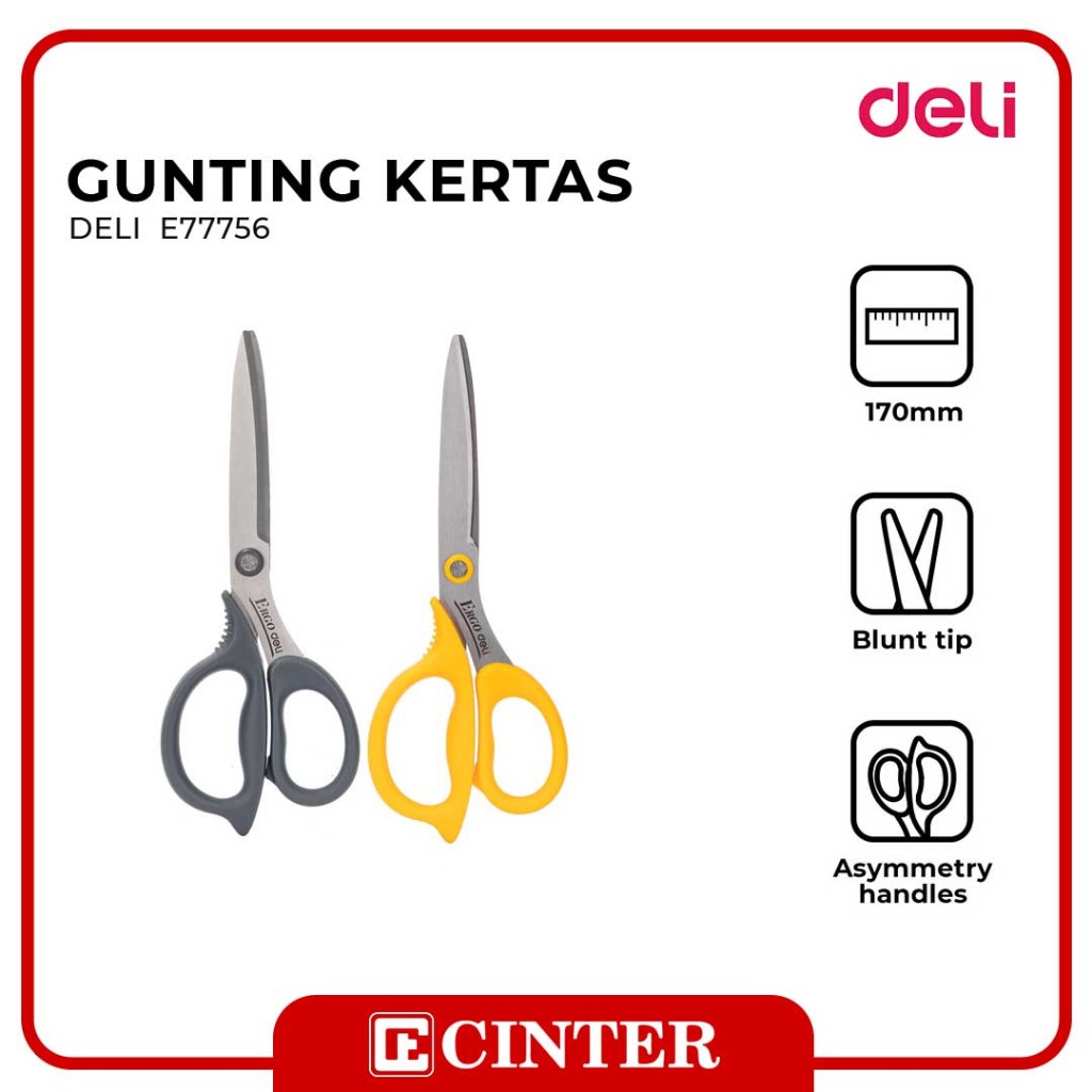 

DELI - GUNTING KERTAS / GUNTING RINGAN DESAIN ERGONOMIS / EFFORTLESS SCISSOR E77756