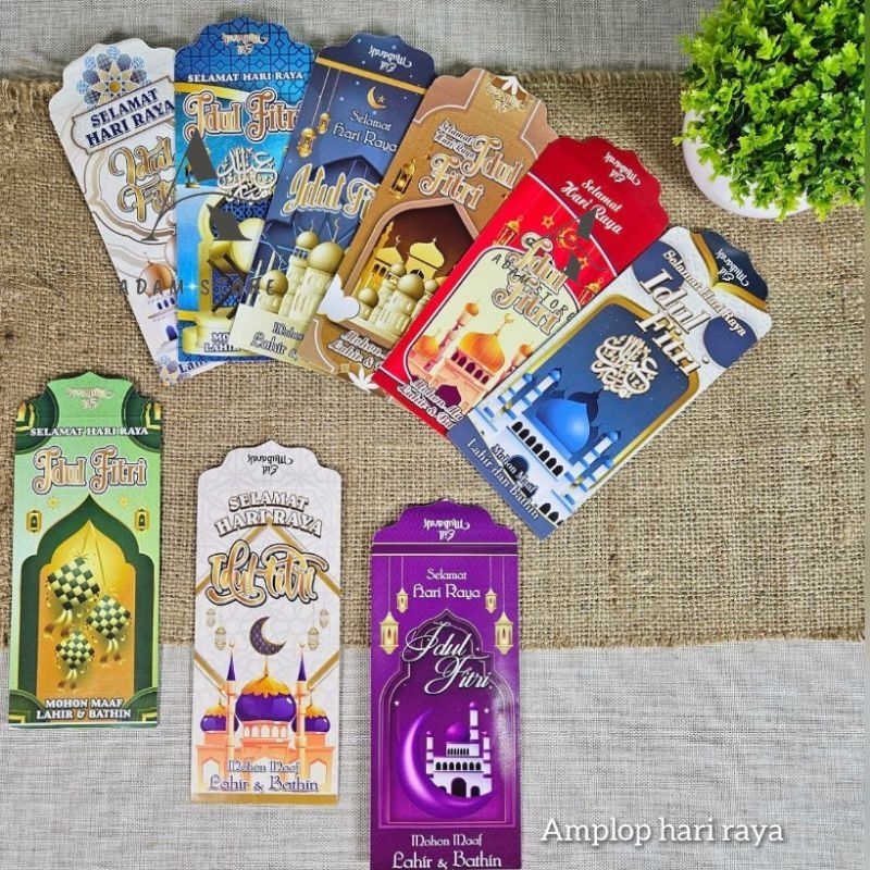 

50 lembar Amplop lebaran idul fitri karakter Masjid DF uk Besar/panjang mix 5 gambar
