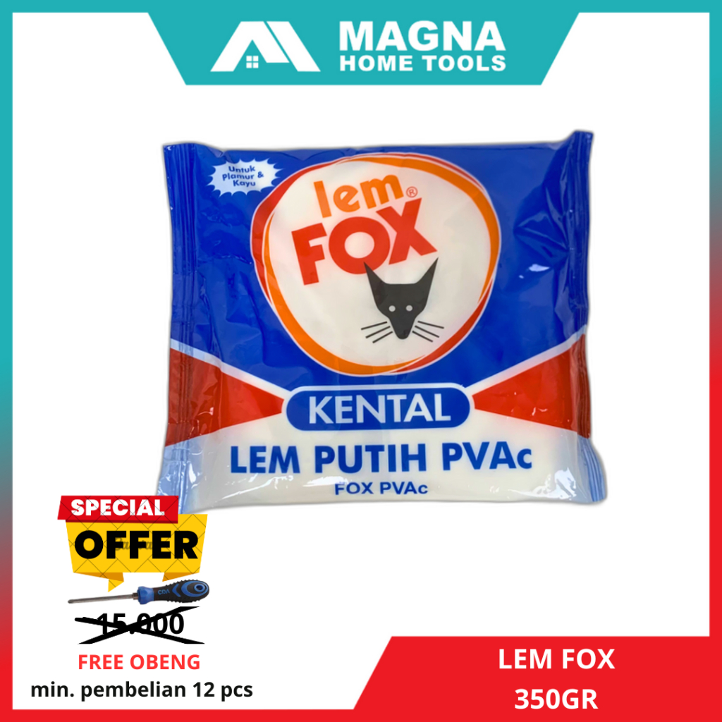LEM FOX PUTIH KECIL 350GR KAYU/PLAMIR TEMBOK