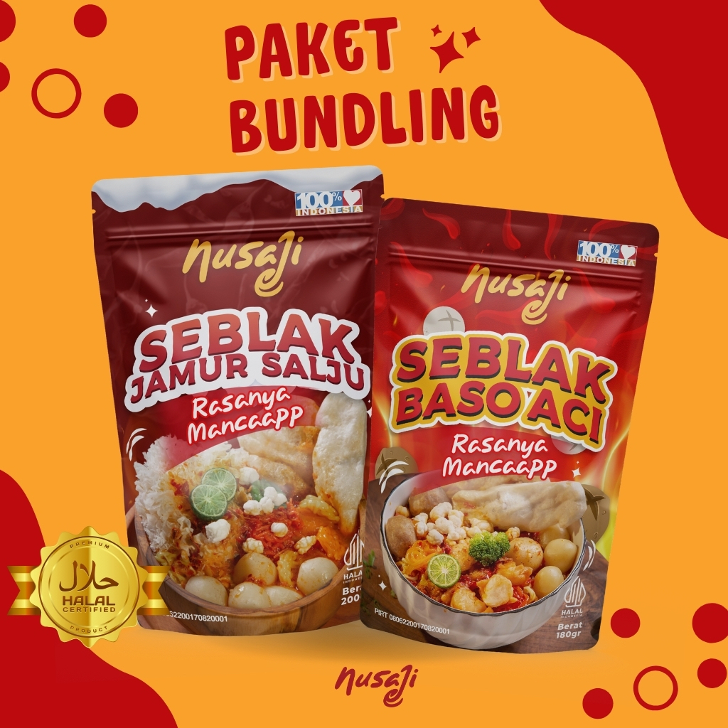 

Nusaji - Promo Bundling - Seblak Instant Jamur Salju Dan Seblak Instant Baso Aci
