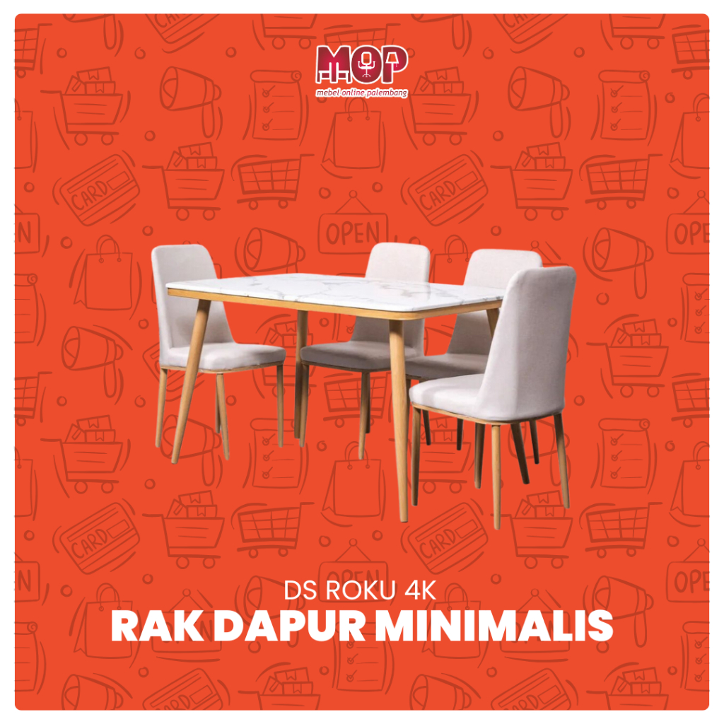 Meja Makan Marmer DS ROKU Meja Makan 4 Kursi Minimalis Meja Restoran