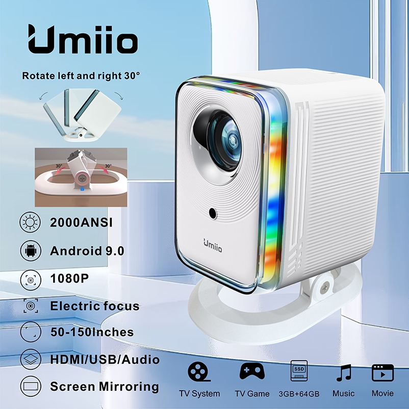 Hadiah Idul Fitri [COD] Ready Stock Umiio U20 Proyektor Android TV 4K Smart Projector Ram 3GB +64GB 