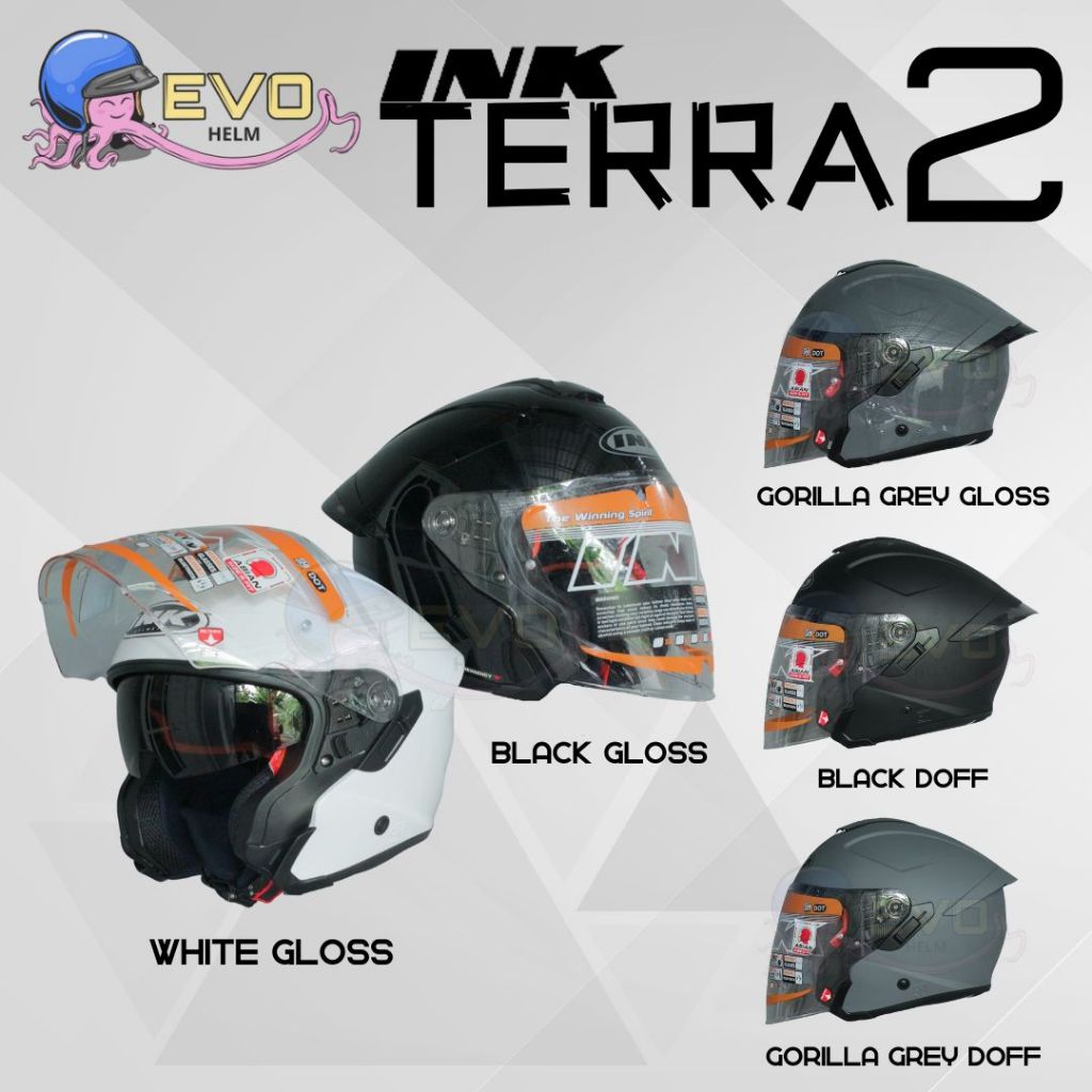 HELM INK TERRA 2 SOLID ORIGINAL, HELM HALF FACE PRIA WANITA DEWASA KEREN, INK HELMET OFFICIAL STORE