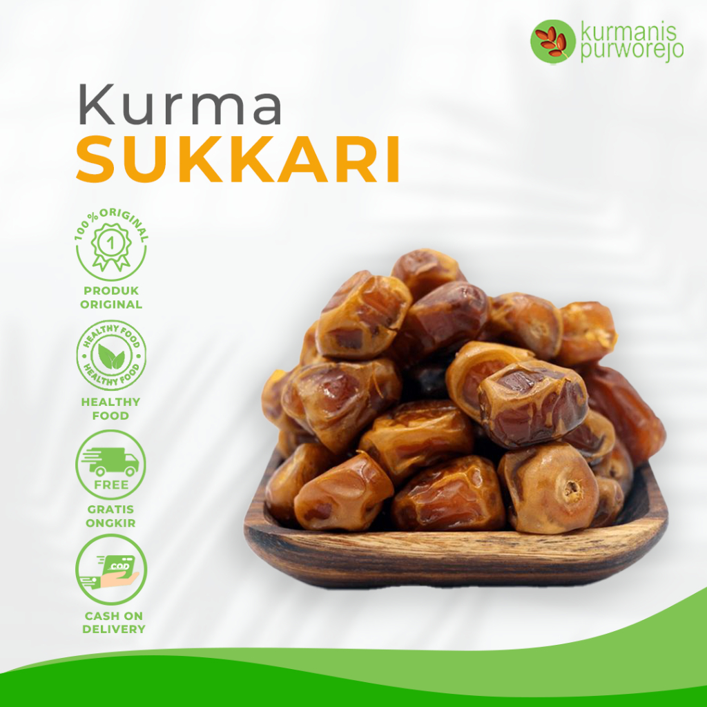 

Kurma Sukkari Premium Almadinah Raja Basah Lembut Manis 100% Asli Berkualitas