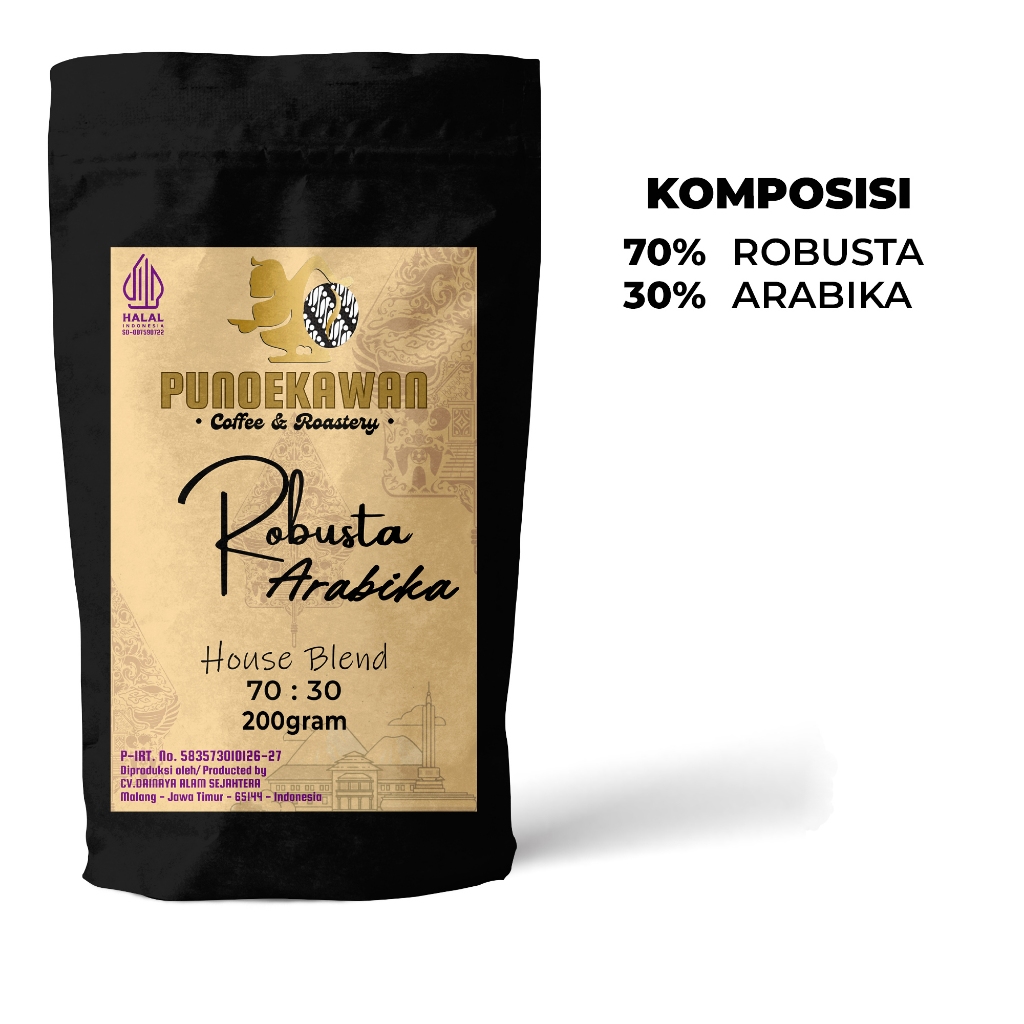 

Kopi HouseBlend 70:30 Robusta Arabika Premium berat 200gr