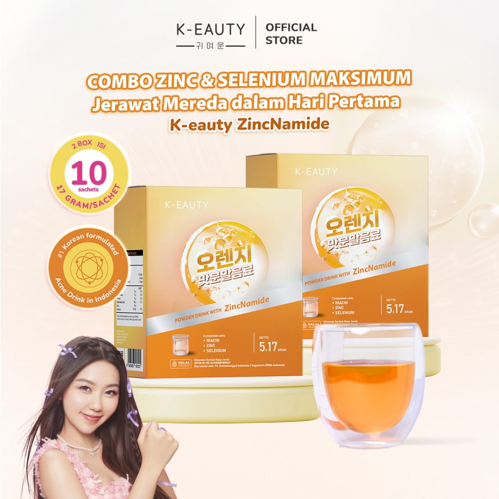 K-Eauty Zincnamide  | Paket Mingguan 10 Sachet | Minuman untuk Kulit Berjerawat | Anti Acne Drink