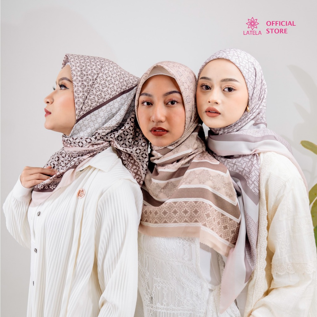 Latela Scraft - Hijab Motif Lasercut Voal Premium hijab segiempat motif modern dan elegan Lembut Mew