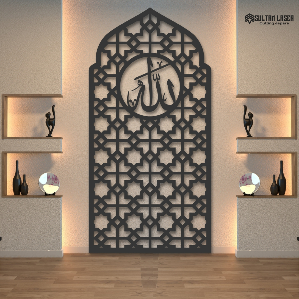 SultanLaser - Mihrab Mushola Kubah Lafadz Allah Hiasan Dinding Mushola Estetik Cutting Plywood