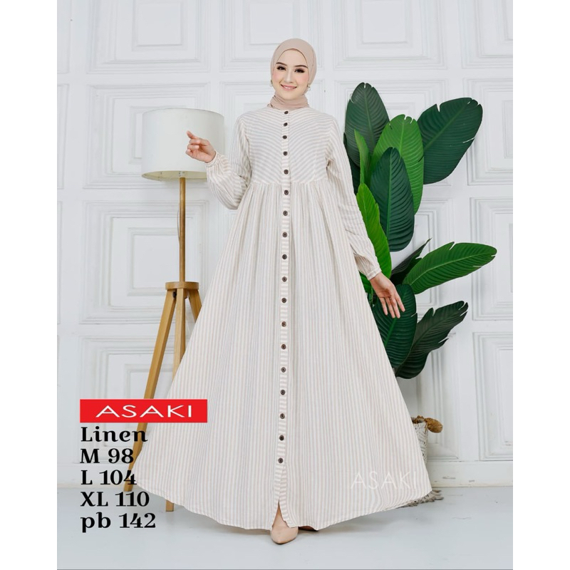 Indah Official gamis Bahan linen Premium Mayasari Asaki