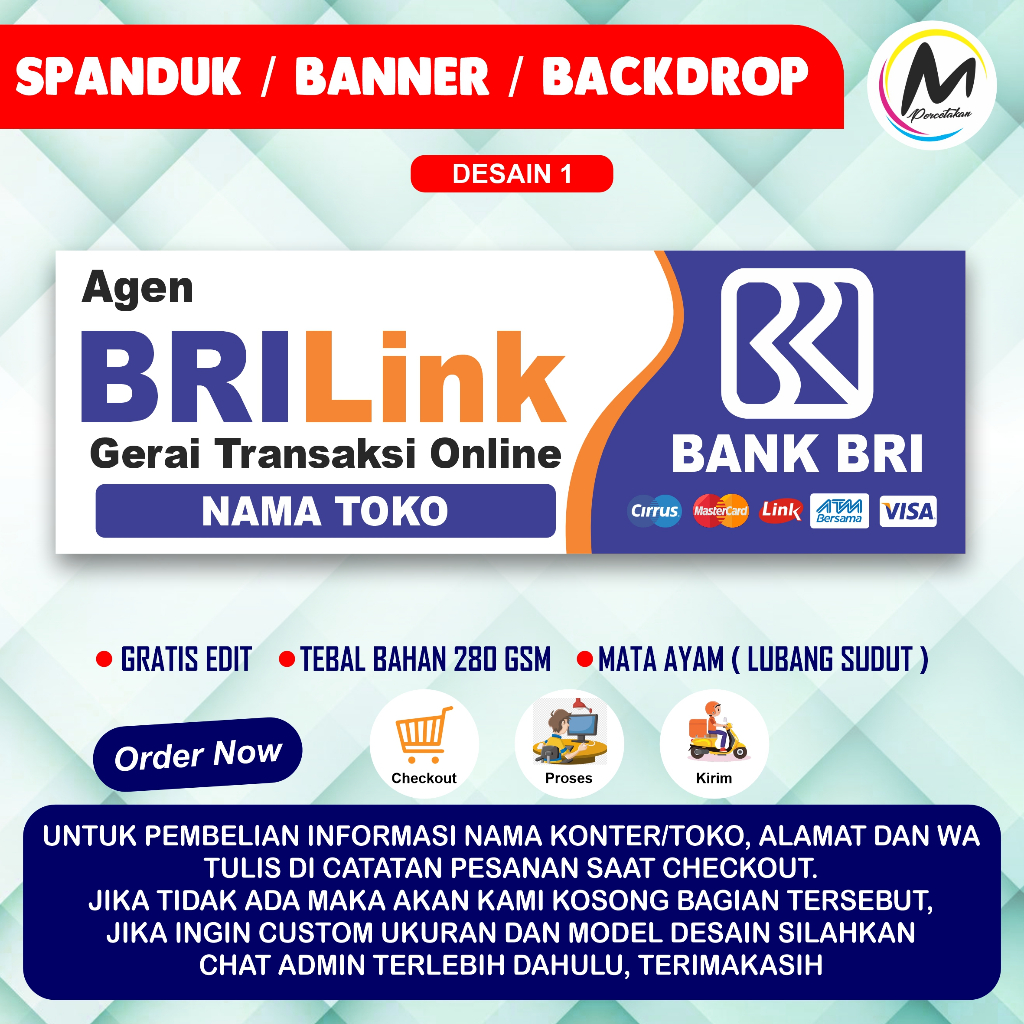 Cetak Banner Toko / Spanduk Agen BRI Link / Banner Agen BRI Link / Gratis Edit