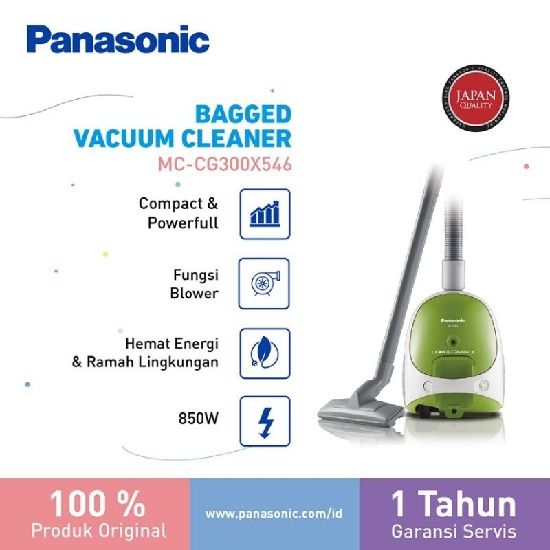 PANASONIC VACUUM VACCUM VACUM VAKUM CLEANER MC CG300 MCCG300 BAGGED LIME GREEN ALAT MESIN PENGHISAP 