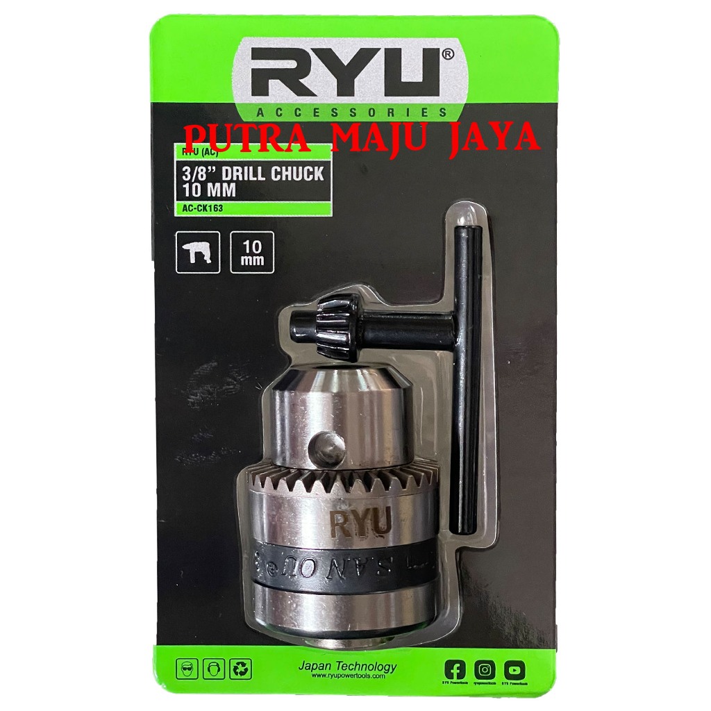 KEPALA BOR RYU 10 MM DRILL CHUCK 3/8” INCH 10 MM KEPALA CHUCK RYU
