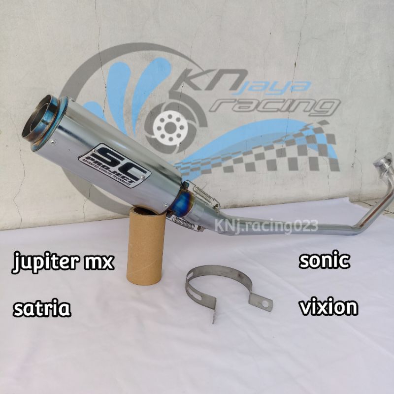 Knalpot racing SC PROJECT untuk motor JUPITER MX/SATRIA FU/SONIC/VIXION. Knalpot racing SC PROJECT j