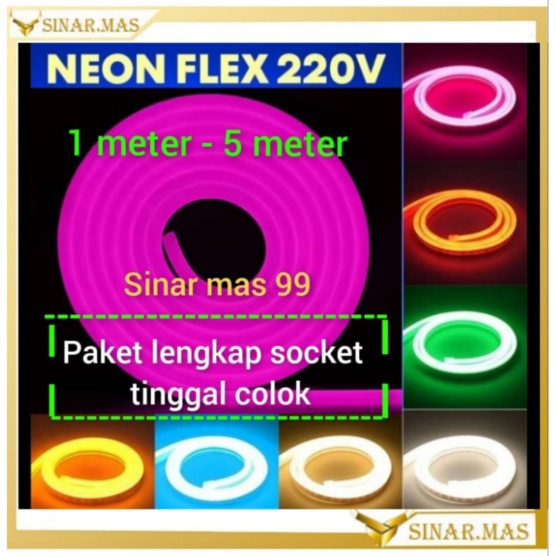paket lengkap neon flexible 220 volt IP 65 tinggal colok water proof