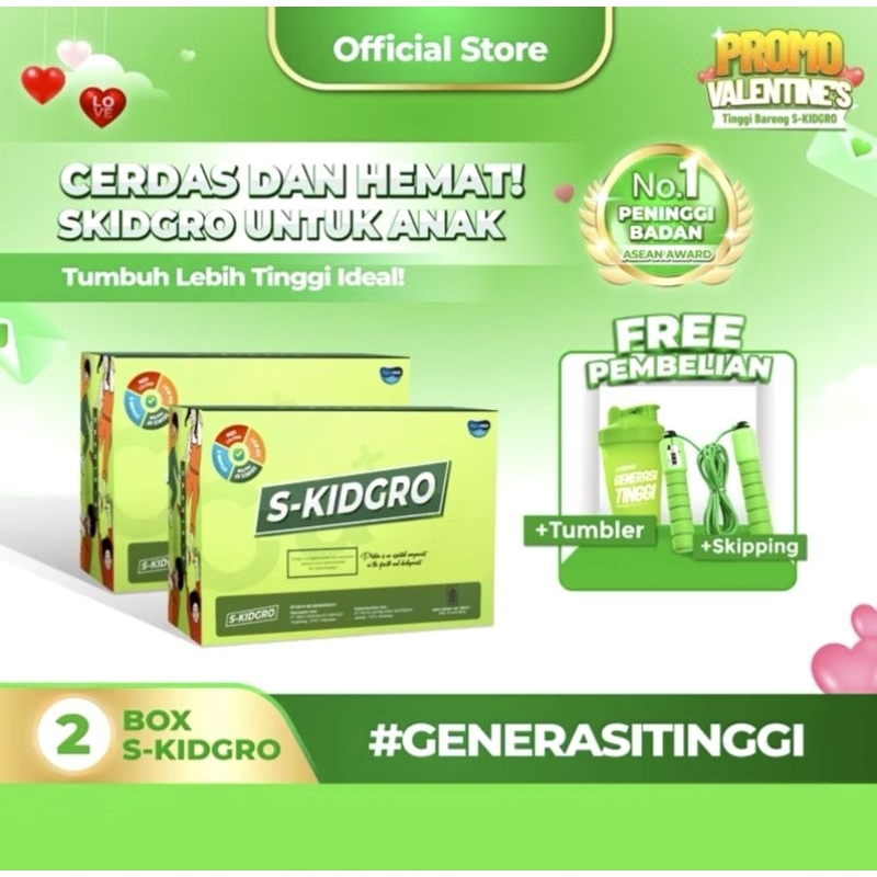 

S-KIDGRO Suplemen Kesehatan Peninggi Badan Terbaik Untuk Anak - 2 BOX