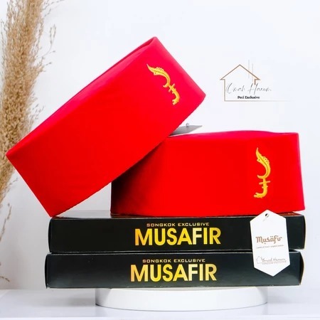 Peci Songkok Kujang Merah Cabe Kopiah Logo Kujang Bordir Komputer Super Premium