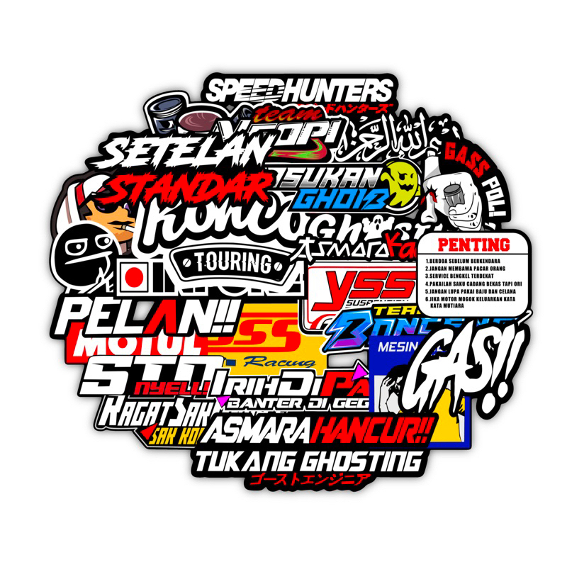 

Stiker Vinyl Glosy All Pack Logo Kata Kata Keren V003