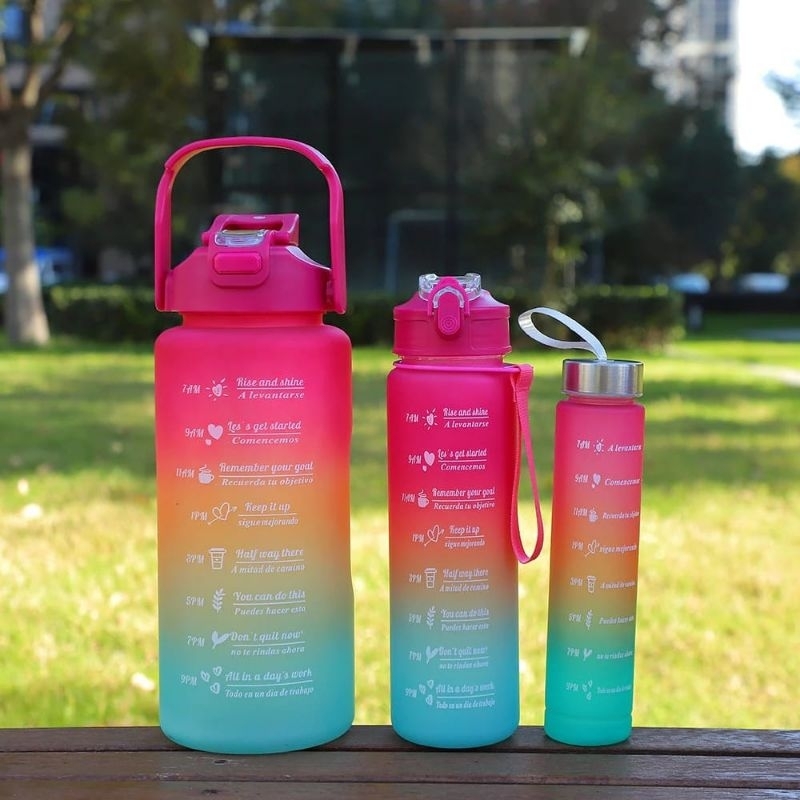 Botol Minum Viral 3in1 Free Stiker 2Liter Ready Pink,Tosca,biru,hitam,ungu
