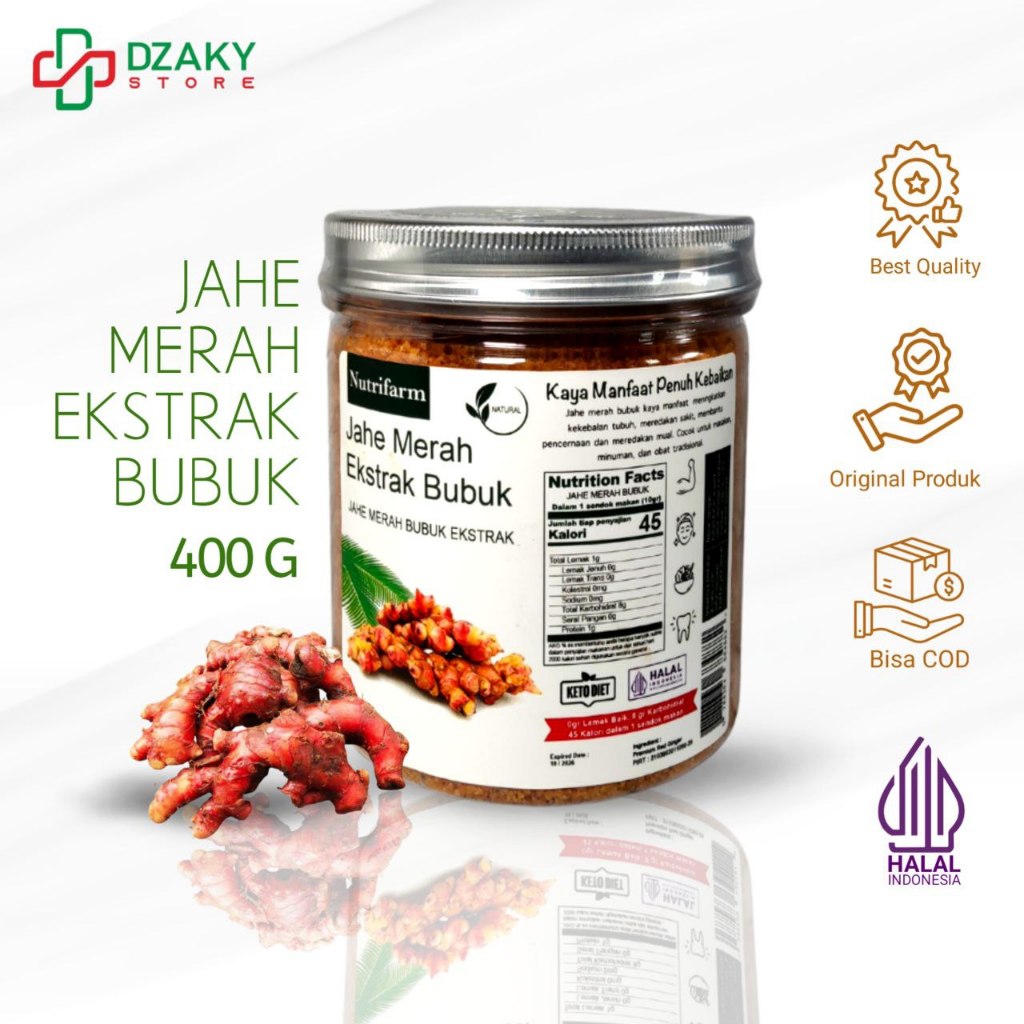 

Jahe Merah Extra Bubuk 400r Asli 100% Tanpa Campuran