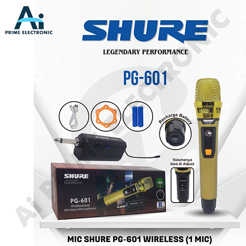 SHURE PG 601 Mic Mix Michropone Wireless Mik single warna Gold Emas