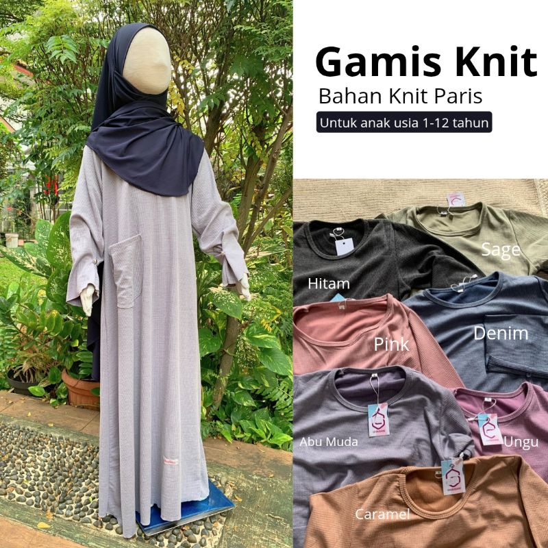 Gamis Anak Perempuan Usia 1-12 tahun Gamis Kaos Bahan Knit Polos