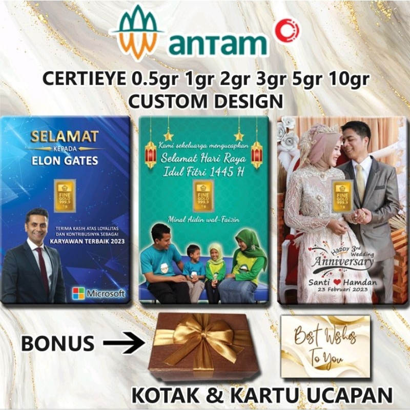 Logam Mulia Emas ANTAM Custom Design Gift Series Certieye Certicard