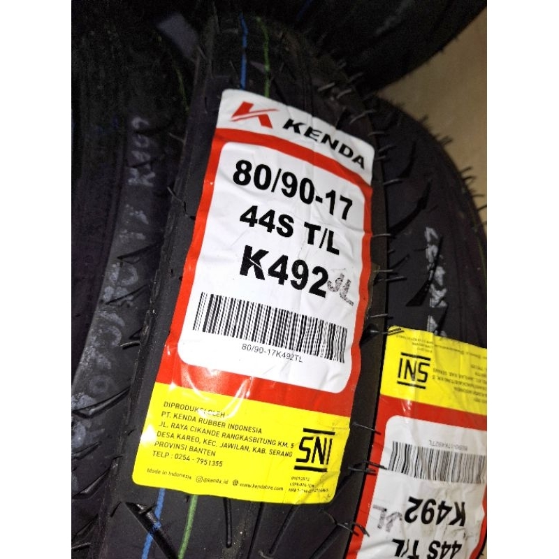 Kenda Ban Luar Tubeless 80/90-17 K492