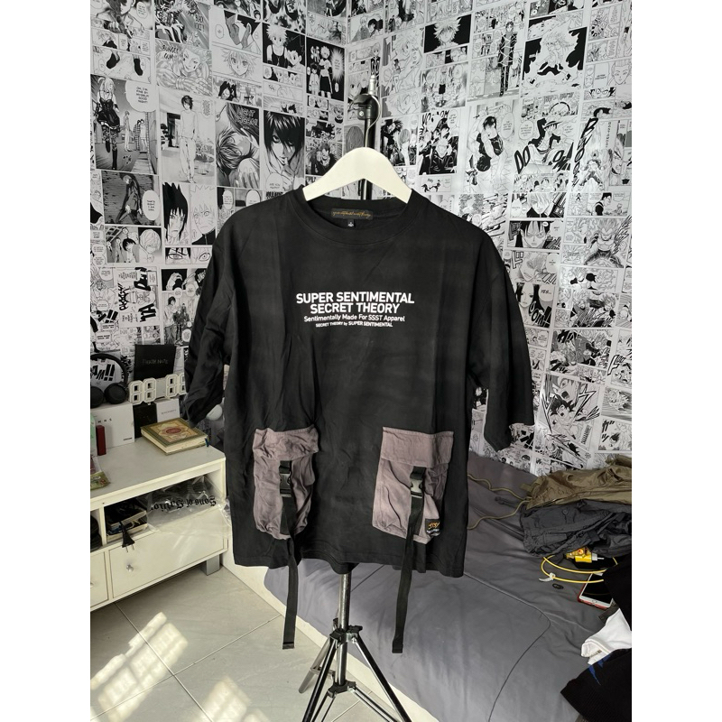(preloved) kaos ssst.id super sentimental secret theory t-shirt oversized pocket second
