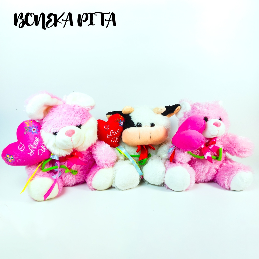 Boneka Lucu Lembut Karakter Hewan Panda Kelinci Sapi