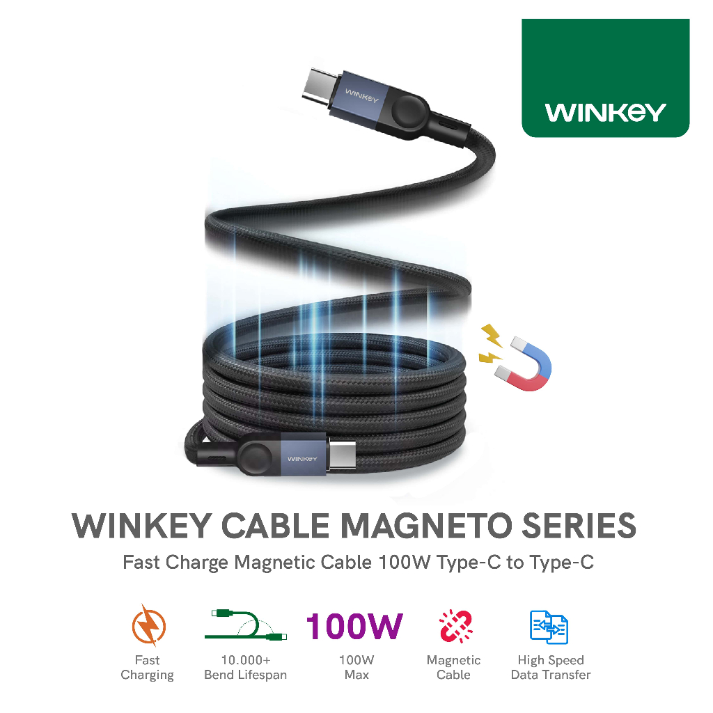 WINKEY Kabel Data Magneto Fast Charge Magnetic 100W Type-C to Type-C