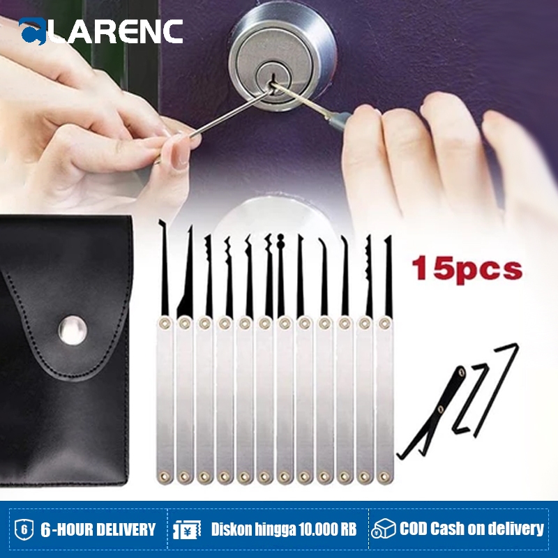 15pcs Set Alat Pembuka Kunci Gembok Pintu Darurat Locksmith Tools Lock Pick