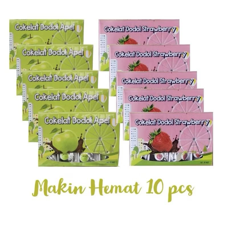 

One Mandiri Sukses - Paket Hemat Cokelat Dodol Apel 5 pcs dan Strawberry 5 pcs