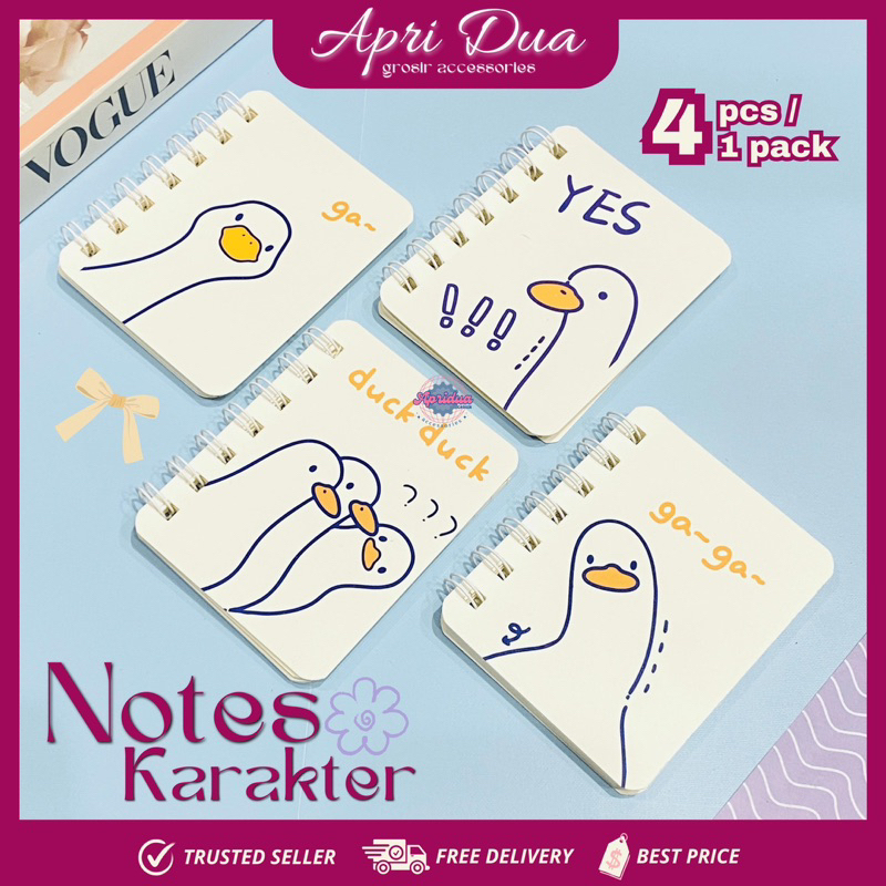 

APRIDUA GROSIR-Notebook Ring Karakter Buku Kecil Catatan Ring 1 Pack isi 4