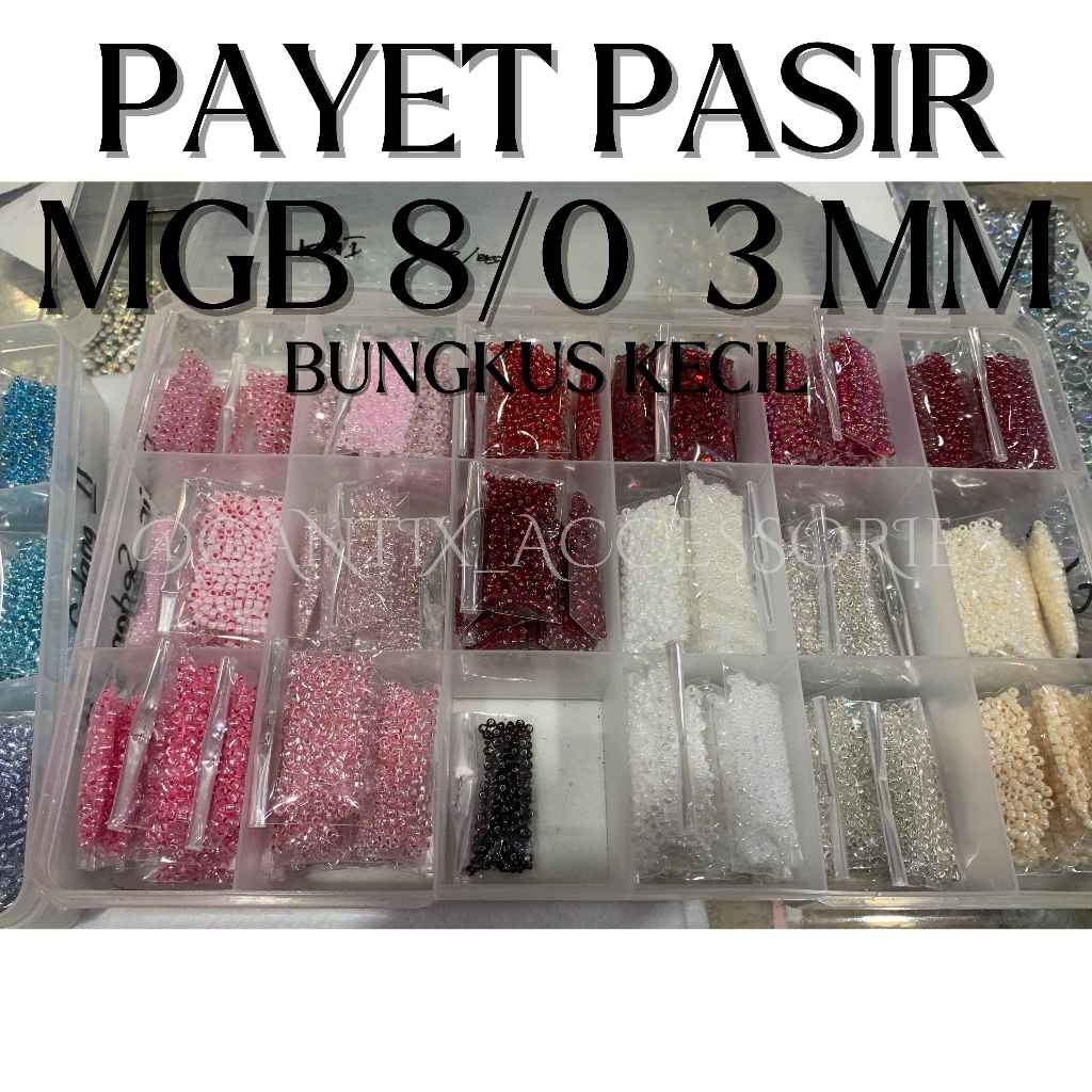 PASIR 8/0 | 3 mm Mote Payet Manik MGB asli JEPANG Bungkusan Kecil