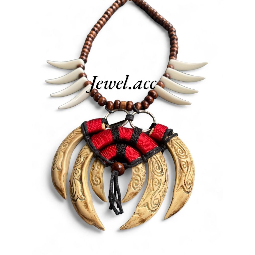 Kalung Taring Babi Etnik Dayak Variasi Mini