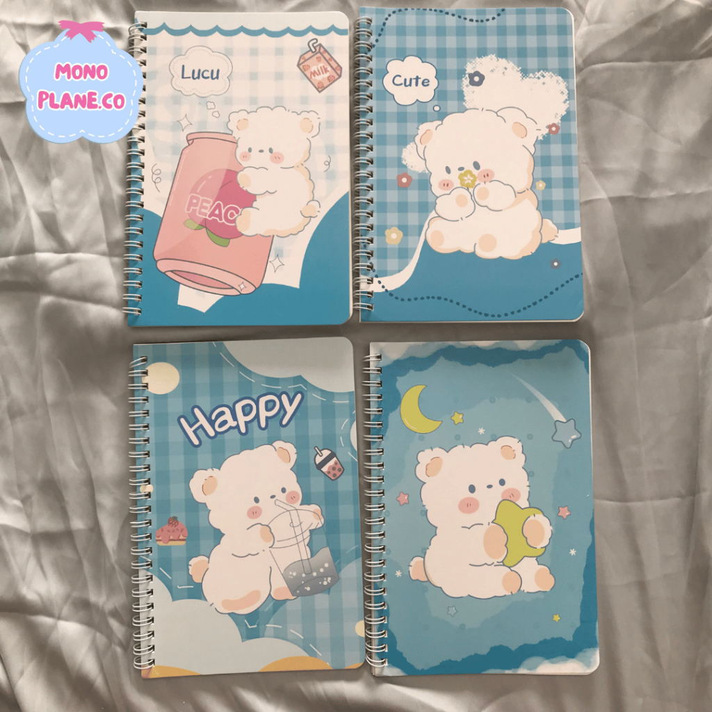 

[monoplane ready] notebook a5 aesthetic notes bear lucu pastel ruled bergaris