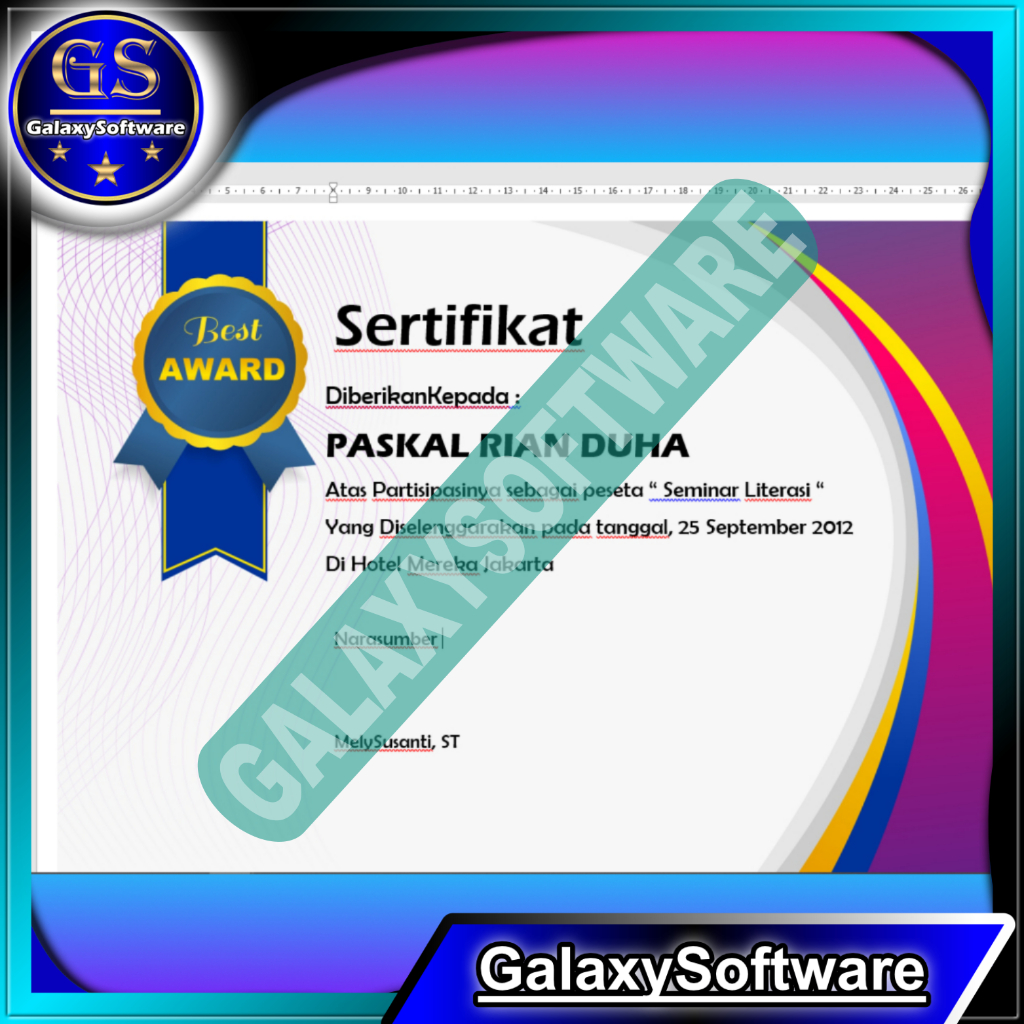 43 Template Ms. Word Sertifikat Elegan Pilihan - GalaxySoftware
