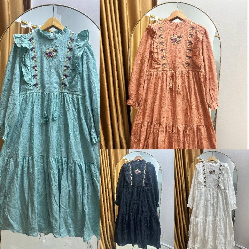 Gamis lafreya havana soft katun bordir premium