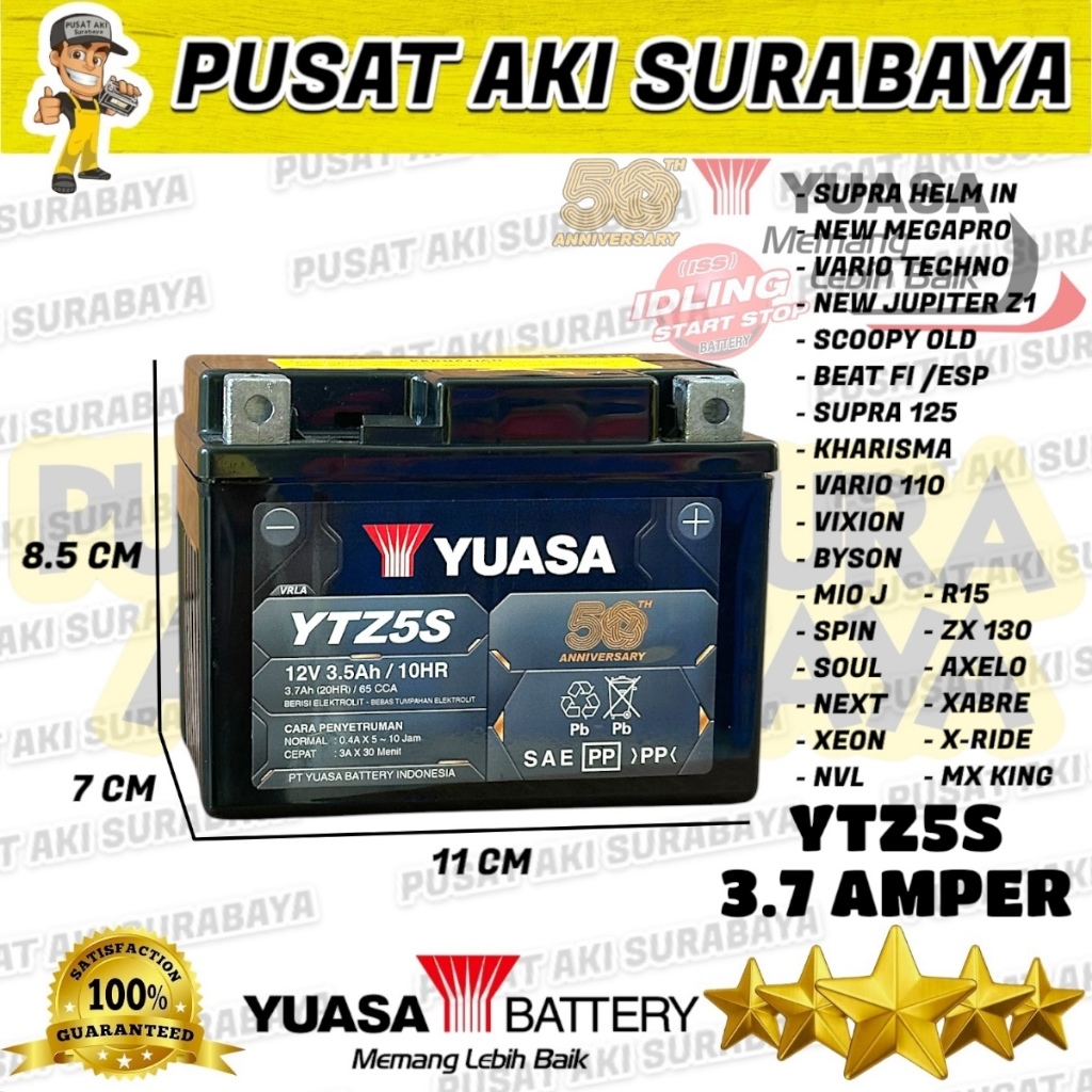 YUASA YTZ5S ASLI ORIGINAL ACCU KERING BEAT SPIN VARIO FU VERZA NEW MEGAPRO AKI MOTOR HONDA SUZUKI