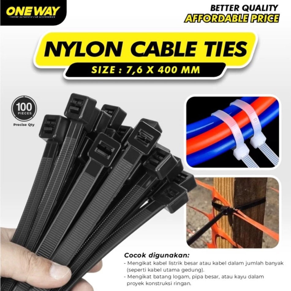 

Kabel Ties 7.6 x 400 mm Cable Tie Nylon Ukuran 40 cm Kabel Ties Pengikat Strap Serbaguna