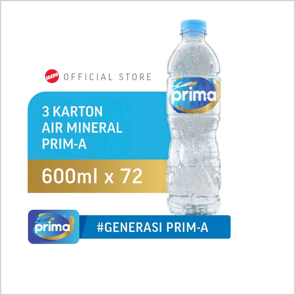 

3 Karton Prim-a Botol Air Mineral 600ml x 24 pcs, Total 72 pcs